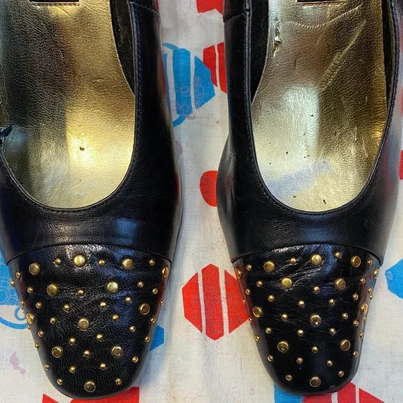 J.Renee | Shoes | Vintage 98s 1990s J Renee Black Pumps With Gold Studs  Size 8m Retro Rocker | Poshmark
